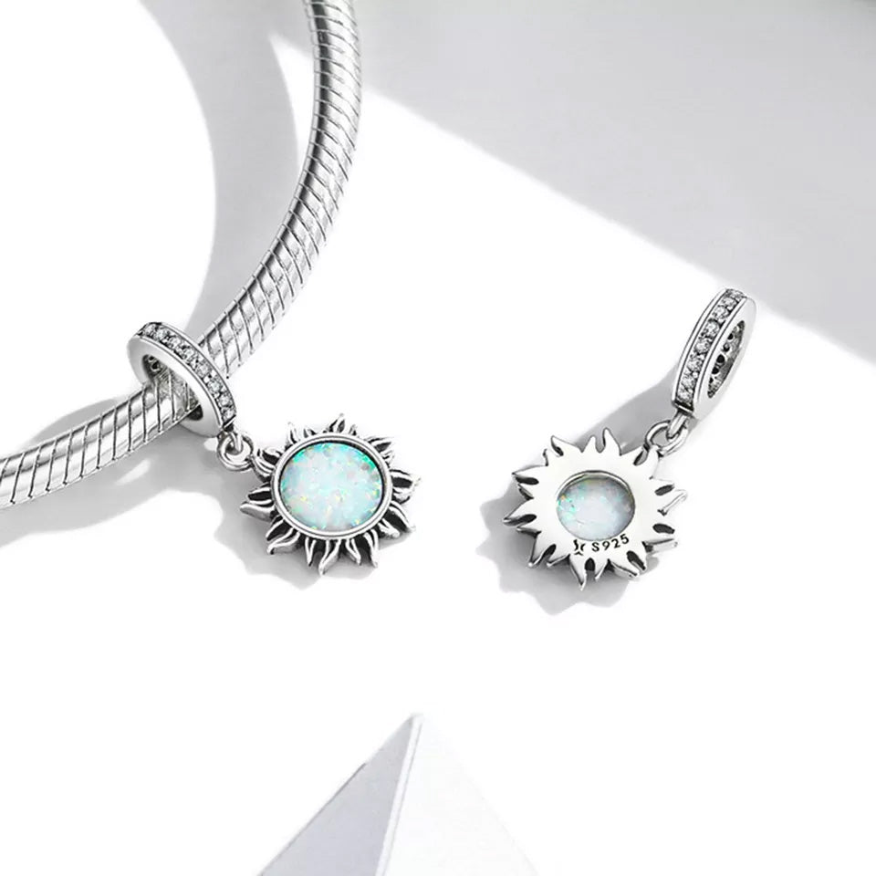 Sterling Silver Opal Sun Hypoallergenic Dangle Charm