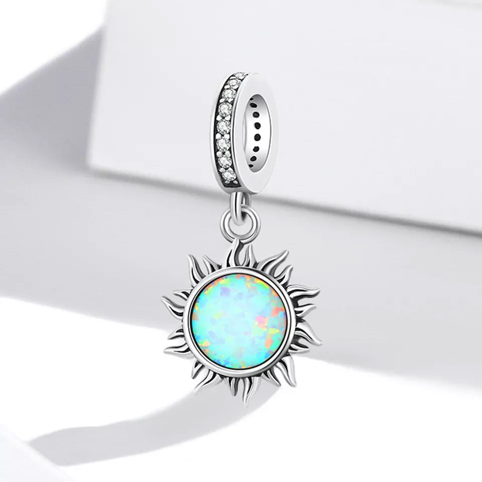 Sterling Silver Opal Sun Hypoallergenic Dangle Charm
