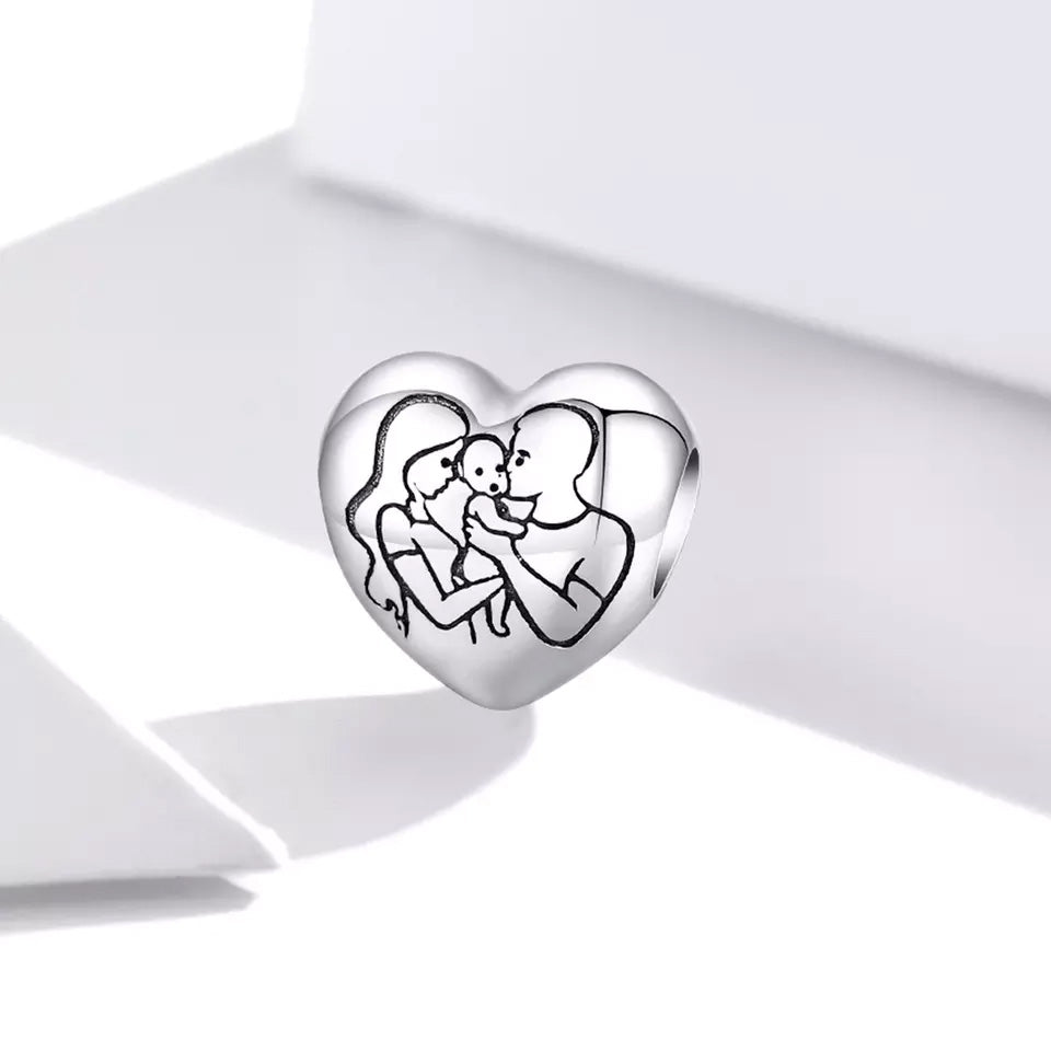 Sterling Silver Lovely Family Hypoallergenic Bead Charm