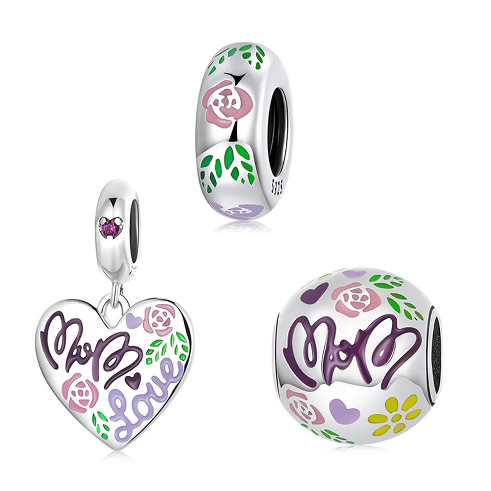 Sterling Silver Mom Love Charm