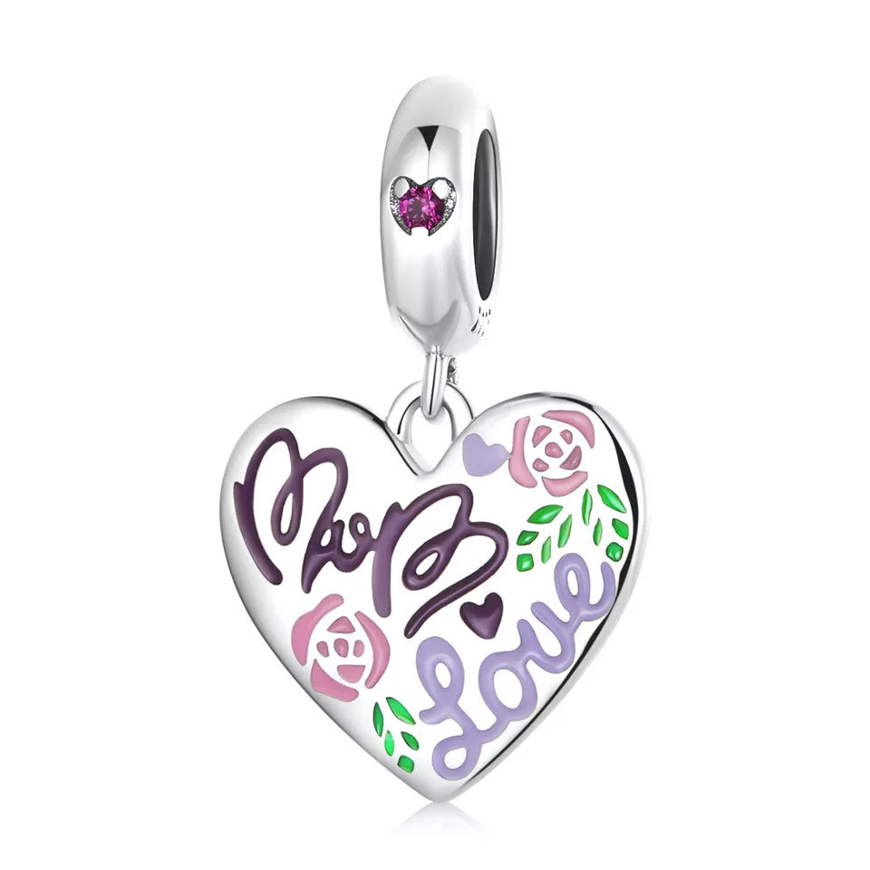 Sterling Silver Mom Love Charm