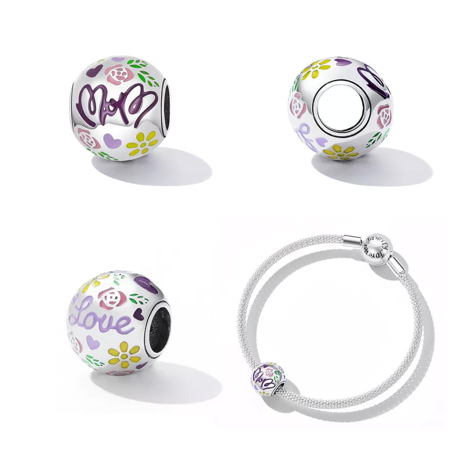 Sterling Silver Mom Love Charm