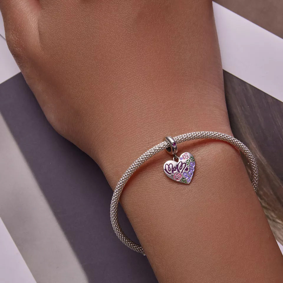 Sterling Silver Mom Love Charm