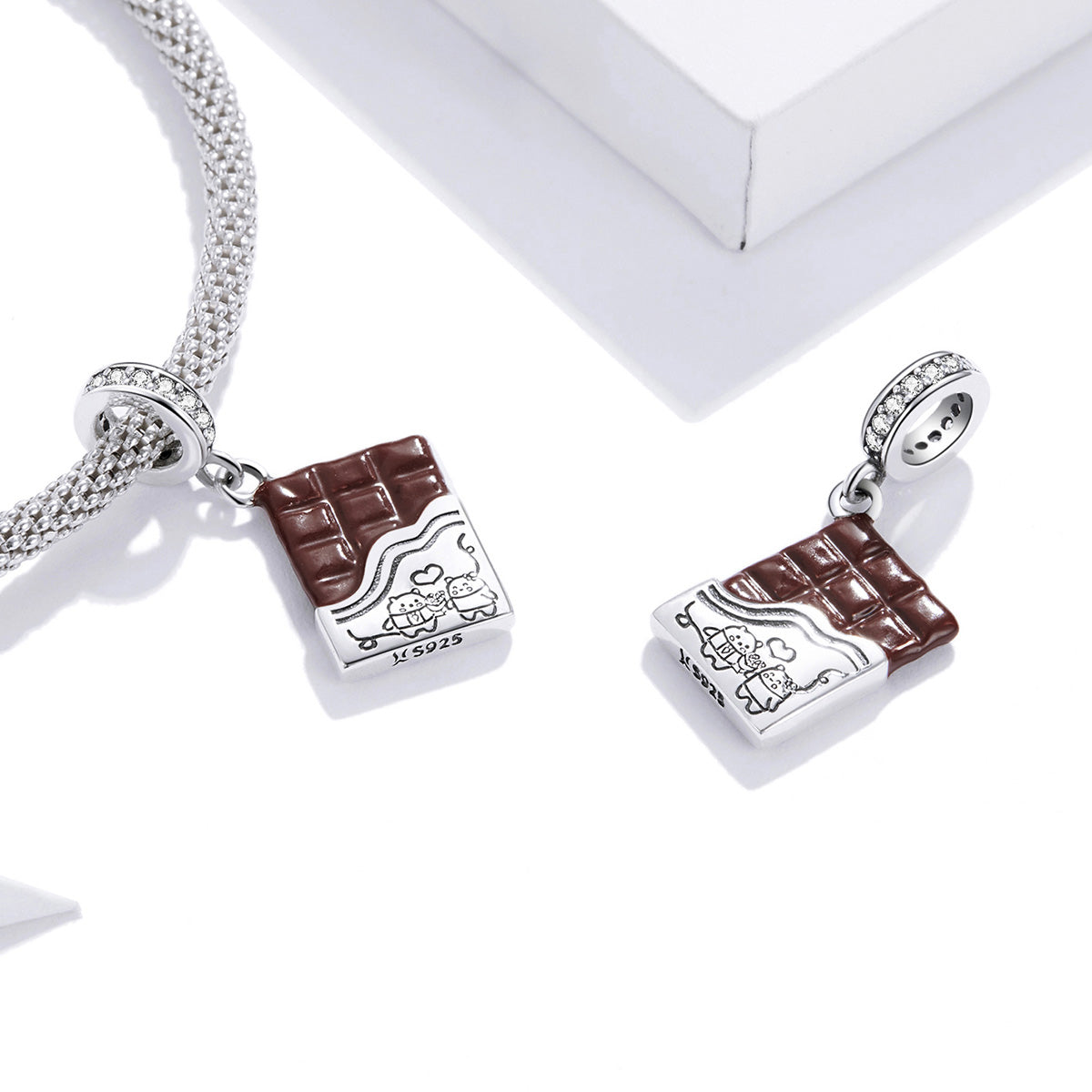 Sterling Silver Chocolate Bar Dangle Charm