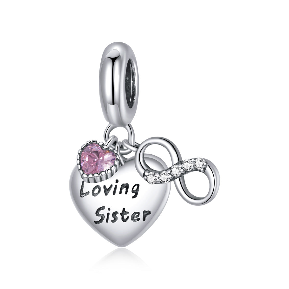 Sterling Silver Loving Sister Dangle Dangle Charm