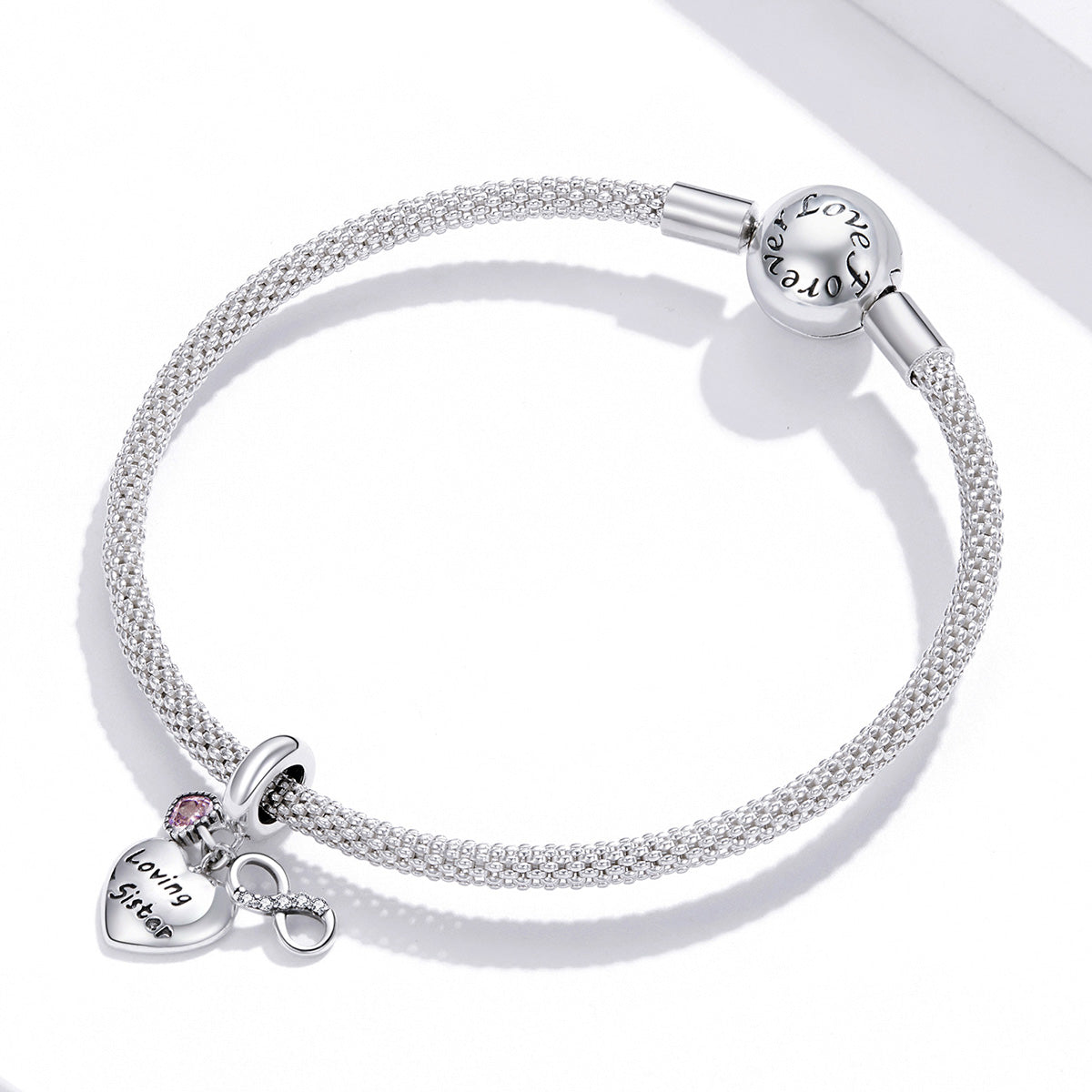 Sterling Silver Loving Sister Dangle Dangle Charm