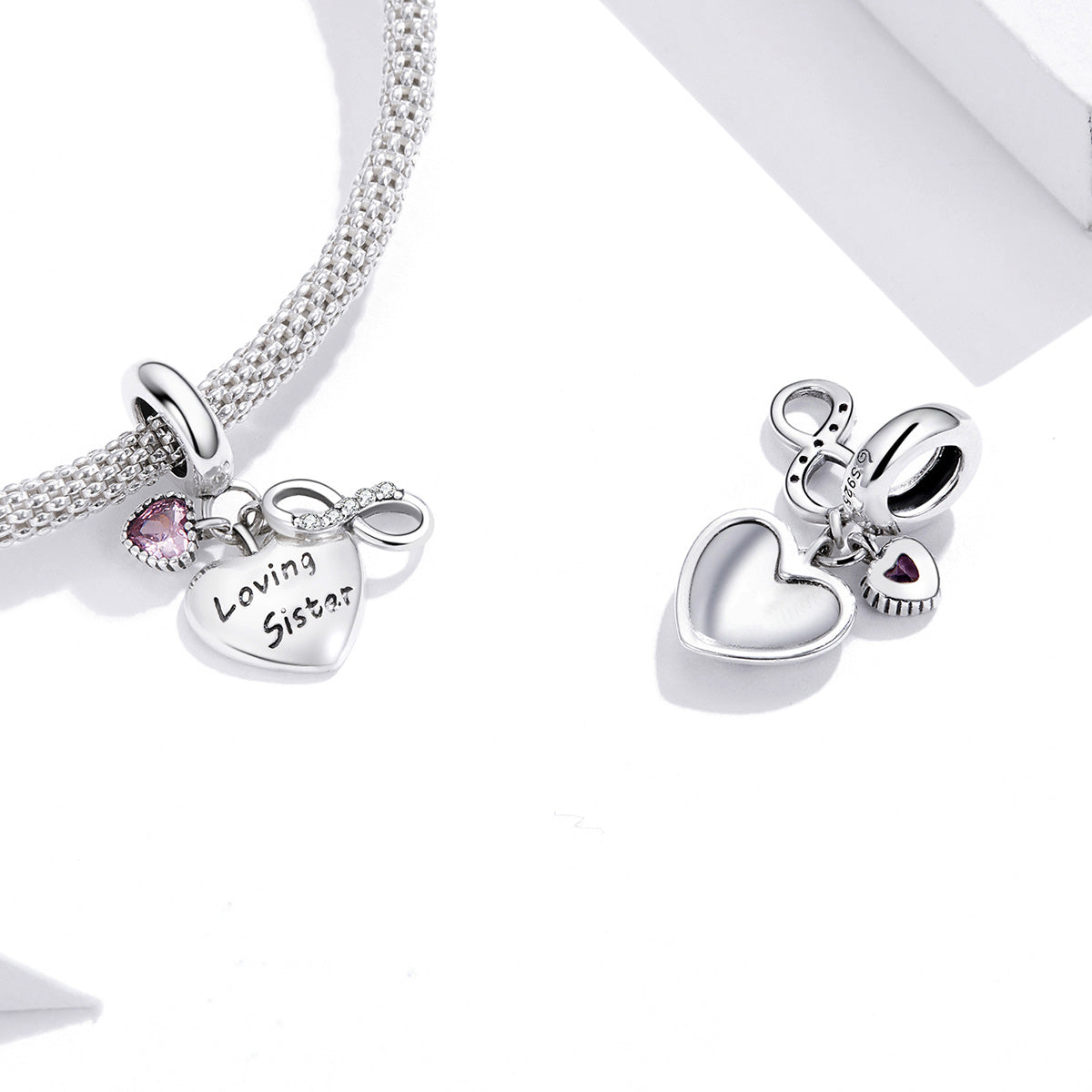 Sterling Silver Loving Sister Dangle Dangle Charm