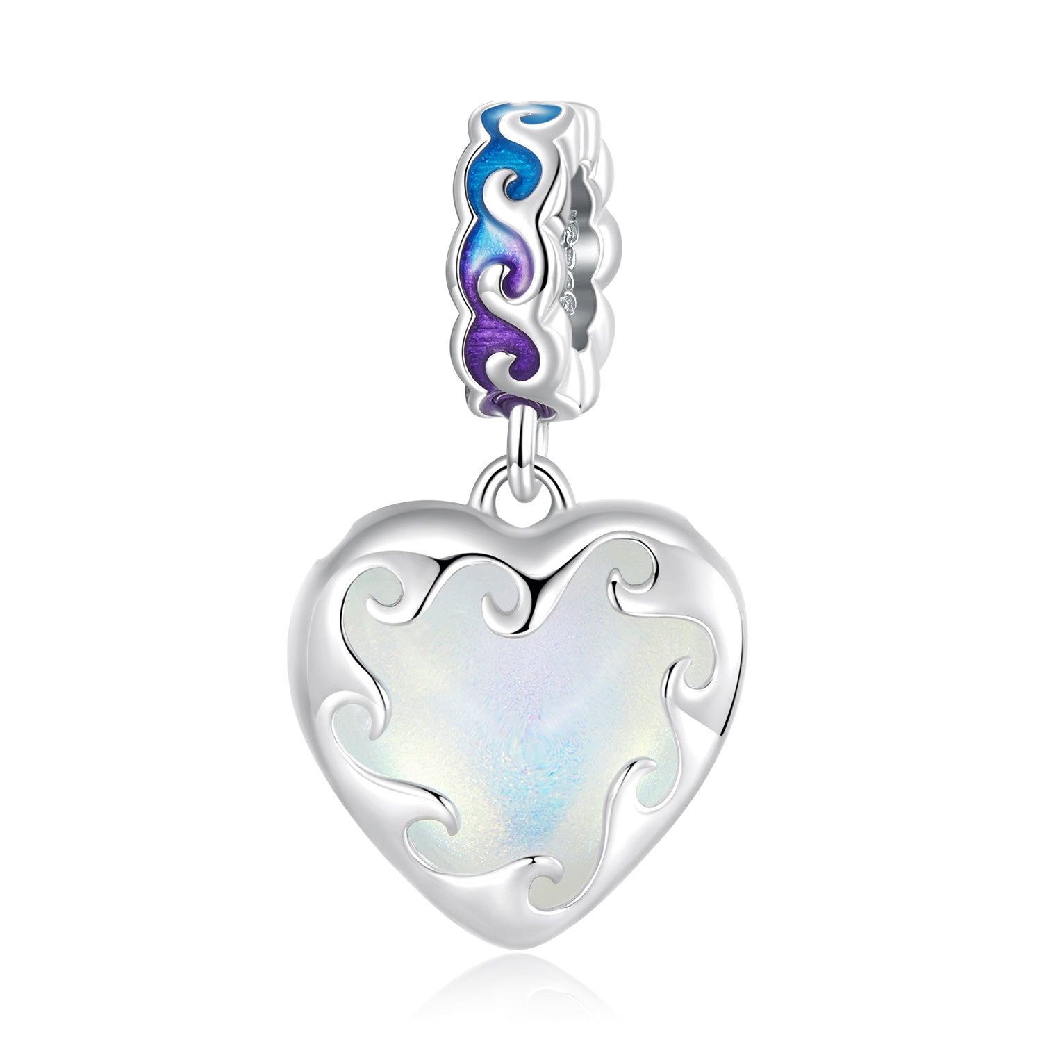 Sterling Silver Ocean Heart Dangle Charm