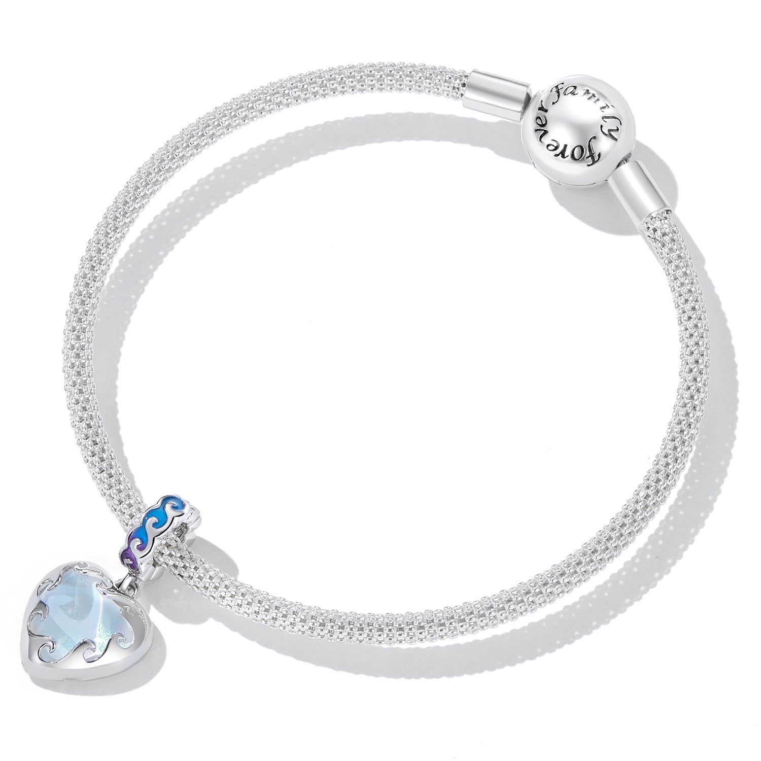 Sterling Silver Ocean Heart Dangle Charm