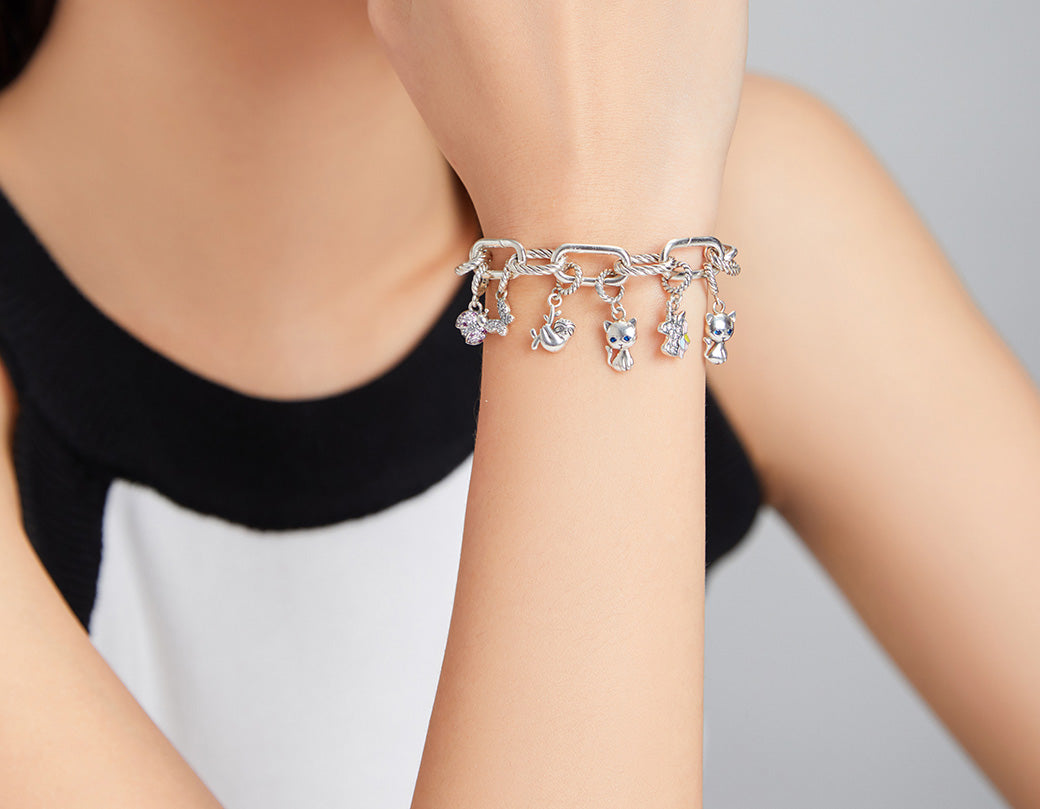 Sterling Silver Kitten Dangle Charm