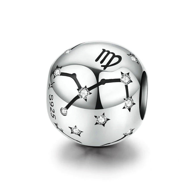 Sterling Silver 12 Signs Of The Zodiac Hypoallergenic Bead Charm
