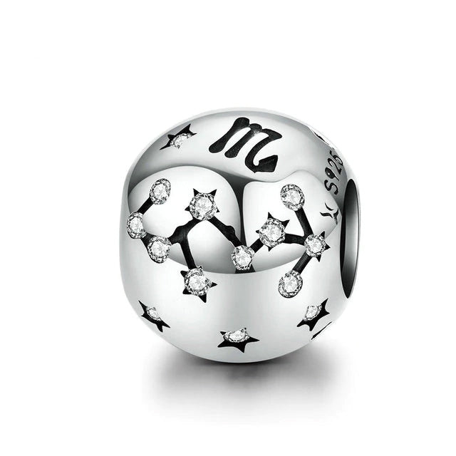Sterling Silver 12 Signs Of The Zodiac Hypoallergenic Bead Charm