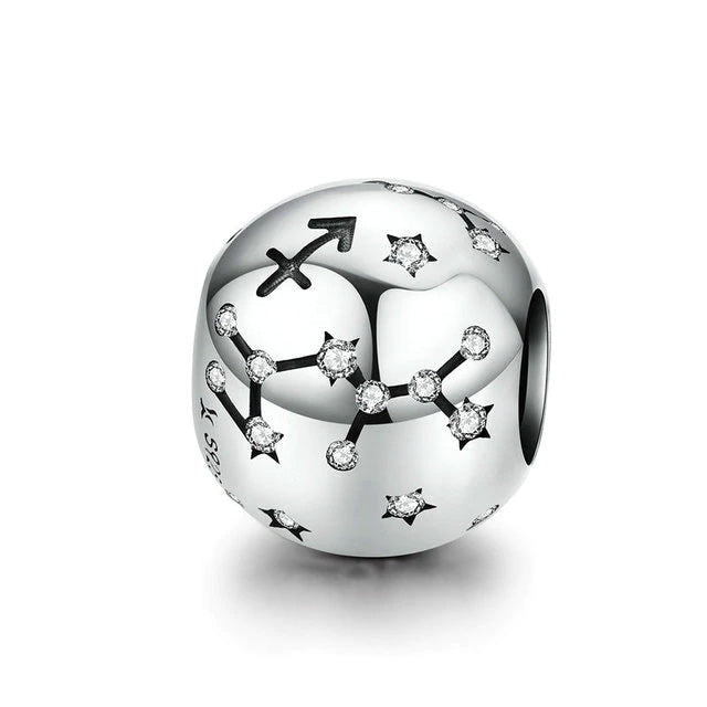Sterling Silver 12 Signs Of The Zodiac Hypoallergenic Bead Charm