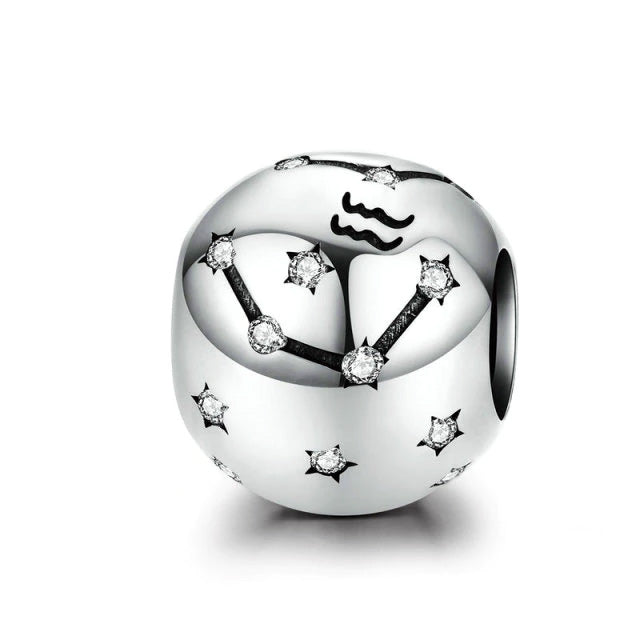 Sterling Silver 12 Signs Of The Zodiac Hypoallergenic Bead Charm