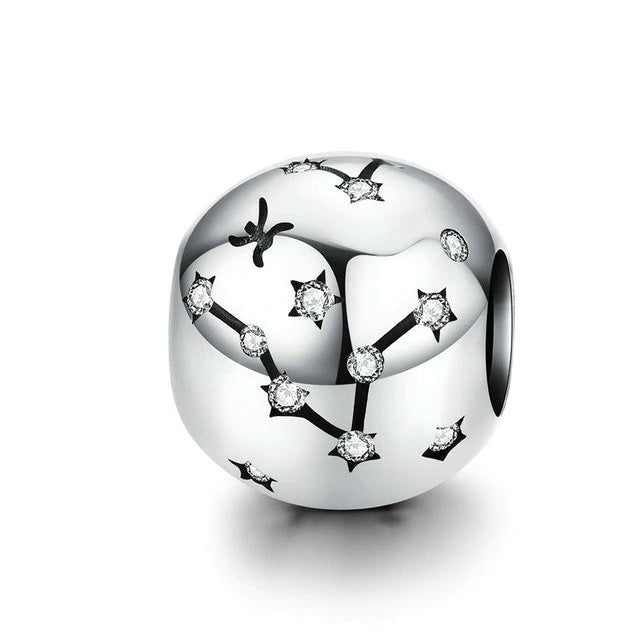 Sterling Silver 12 Signs Of The Zodiac Hypoallergenic Bead Charm