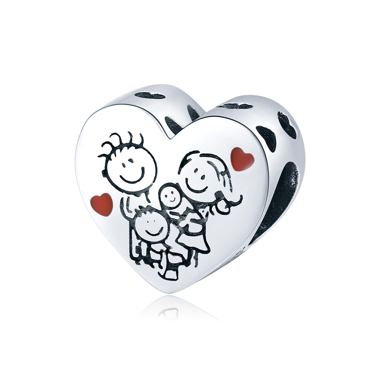 Sterling Silver Happy Family Bead Charm