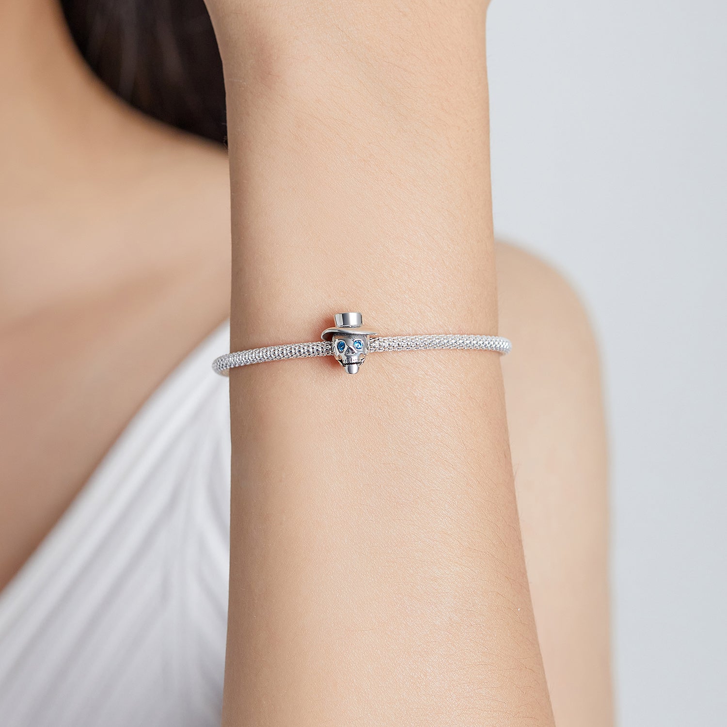 Sterling Silver Steampunk Skull Hypoallergenic Bead Charm