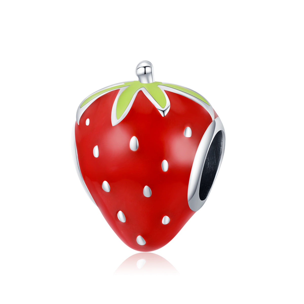 Sterling Silver Strawberry Hypoallergenic Bead Charm