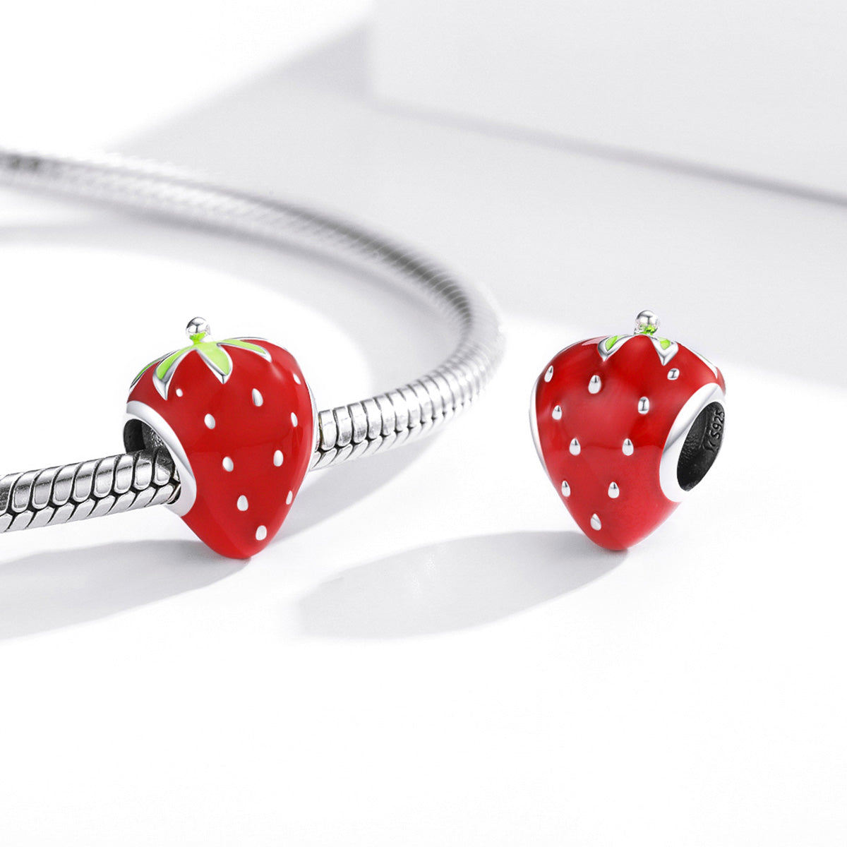 Sterling Silver Strawberry Hypoallergenic Bead Charm