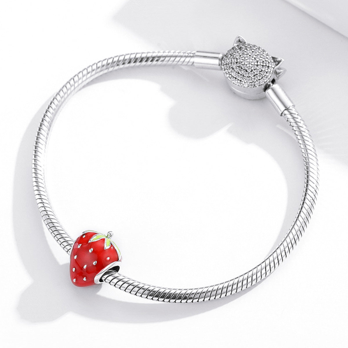 Sterling Silver Strawberry Hypoallergenic Bead Charm