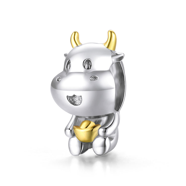 Sterling Silver Lucky Cow Hypoallergenic Bead Charm