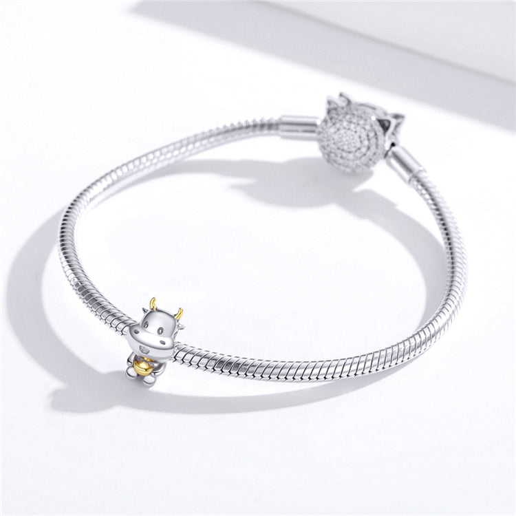 Sterling Silver Lucky Cow Hypoallergenic Bead Charm