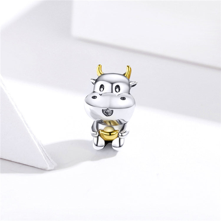 Sterling Silver Lucky Cow Hypoallergenic Bead Charm