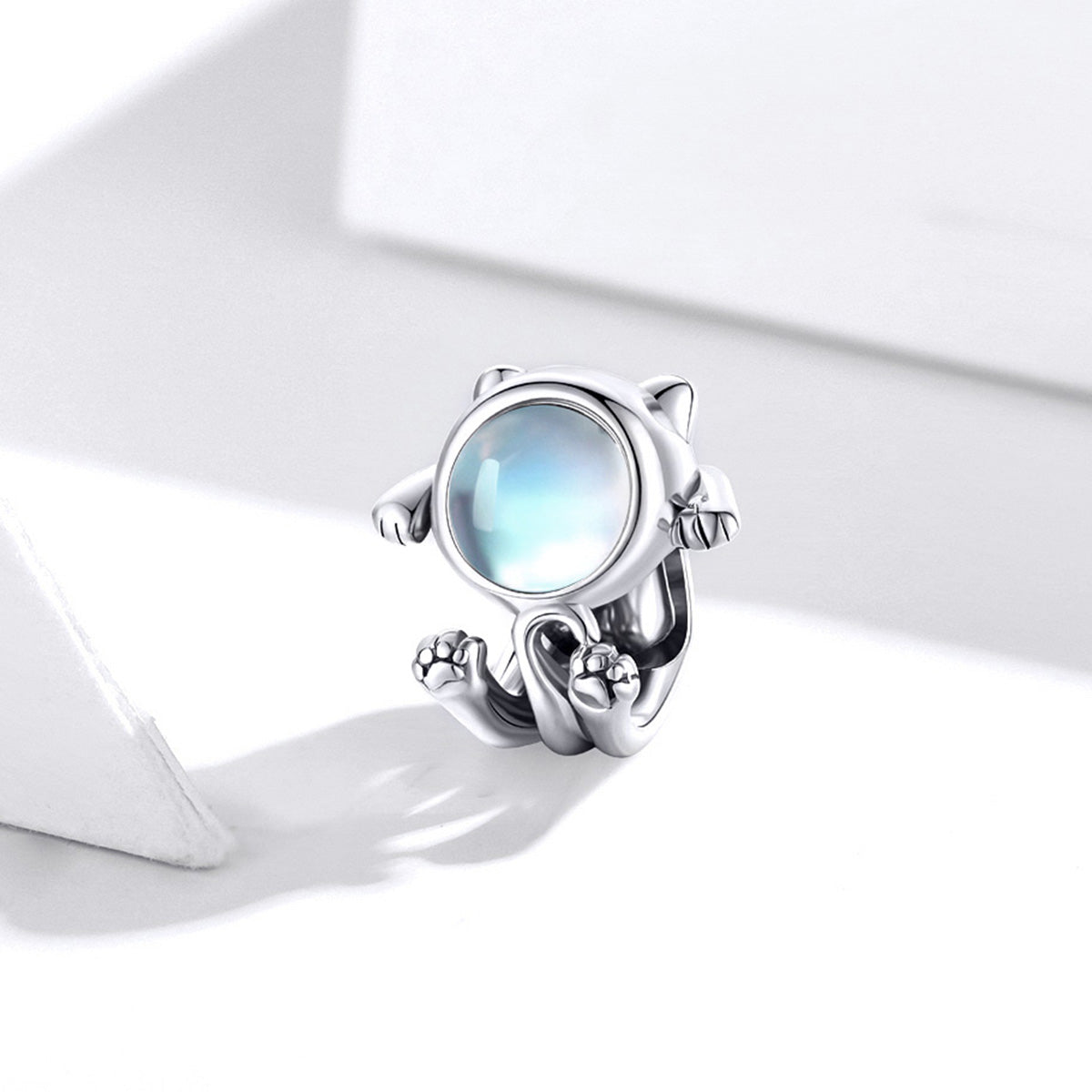 Sterling Silver Space Cat Hypoallergenic Bead Charm