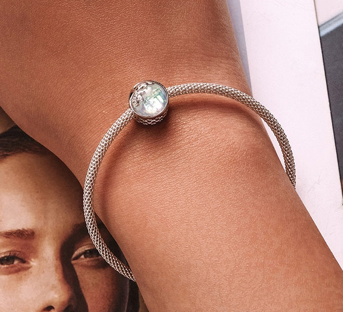 Sterling Silver Crystal Clear Sea Hypoallergenic Bead Charm