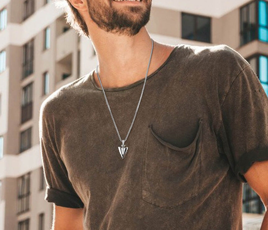 Stainless Steel Spear Head Rectangular Necklace