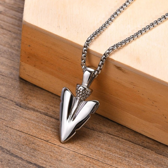 Stainless Steel Spear Head Rectangular Necklace