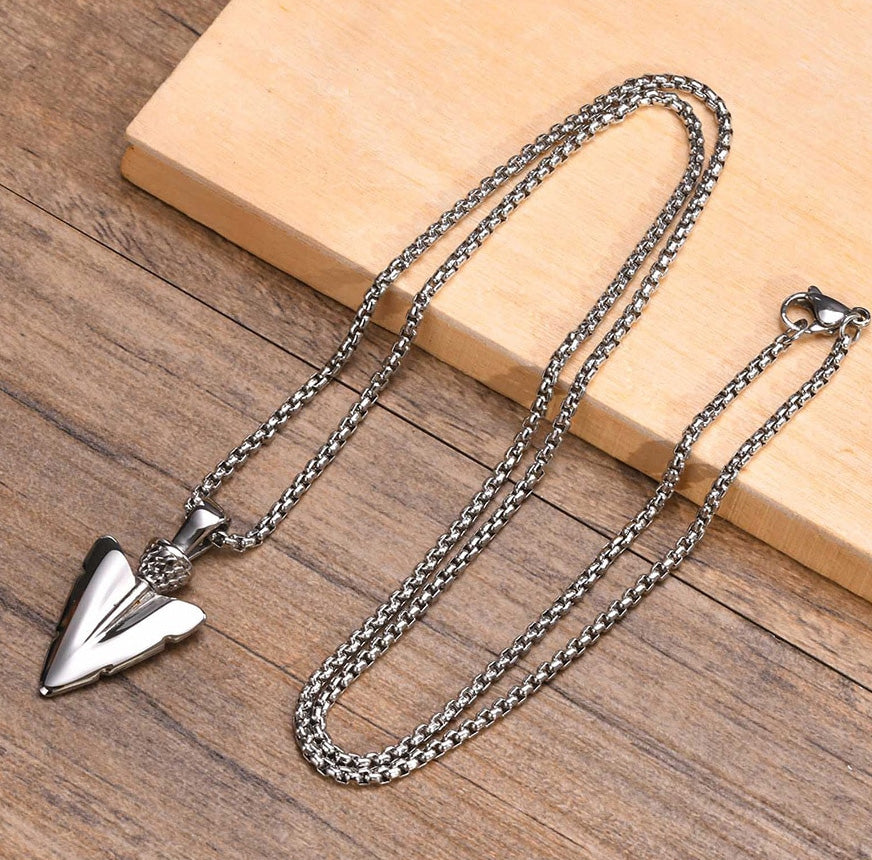 Stainless Steel Spear Head Rectangular Necklace