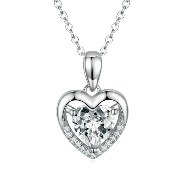 Sterling Silver Brilliant Love Heart Hypoallergenic Necklace