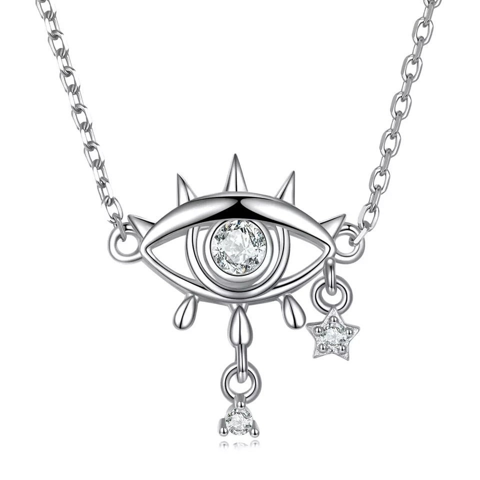 Sterling Silver Devil's Eyes Clavicle Chain Hypoallergenic Necklace