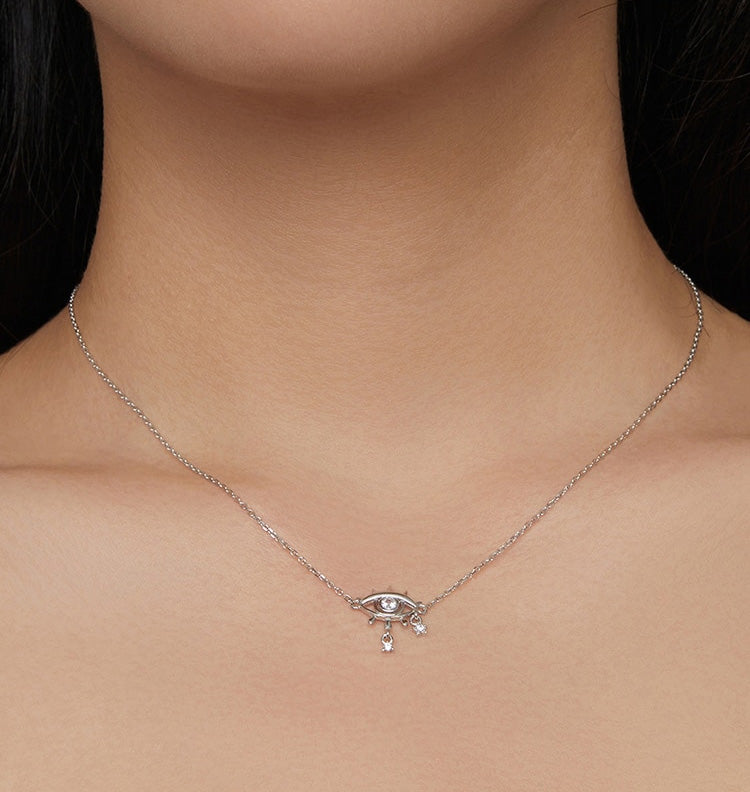 Sterling Silver Devil's Eyes Clavicle Chain Hypoallergenic Necklace