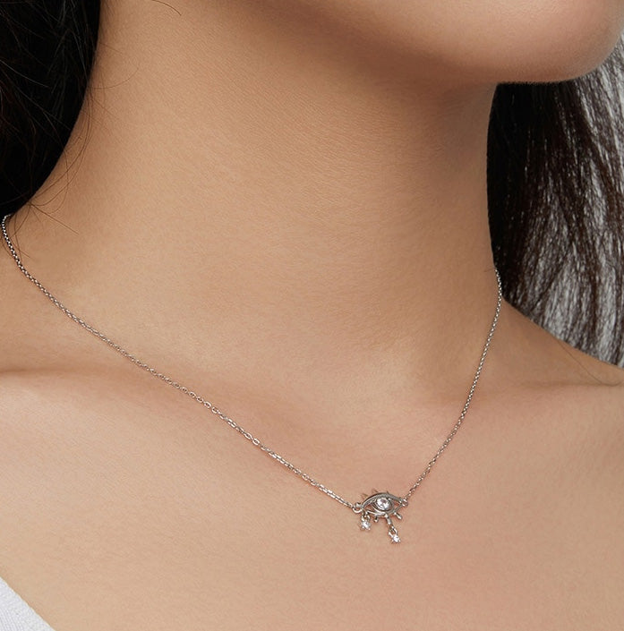 Sterling Silver Devil's Eyes Clavicle Chain Hypoallergenic Necklace