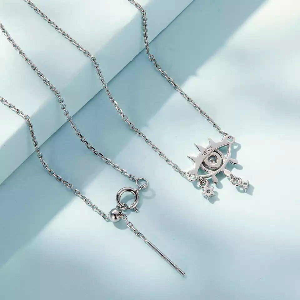 Sterling Silver Devil's Eyes Clavicle Chain Hypoallergenic Necklace