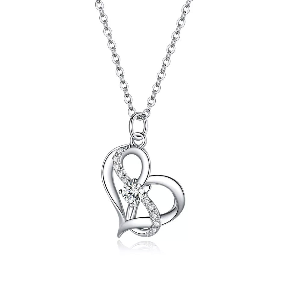 Sterling Silver Dazzling Infinity Love Hypoallergenic Necklace