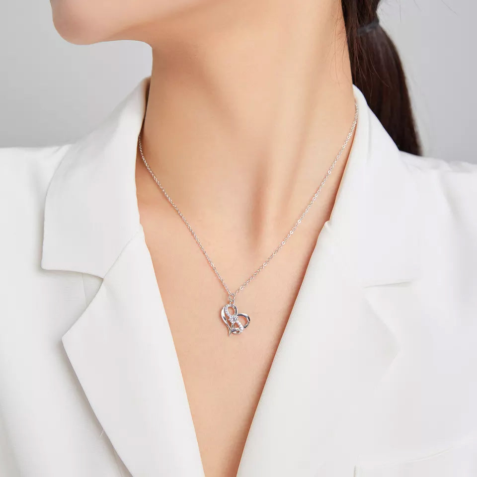 Sterling Silver Dazzling Infinity Love Hypoallergenic Necklace