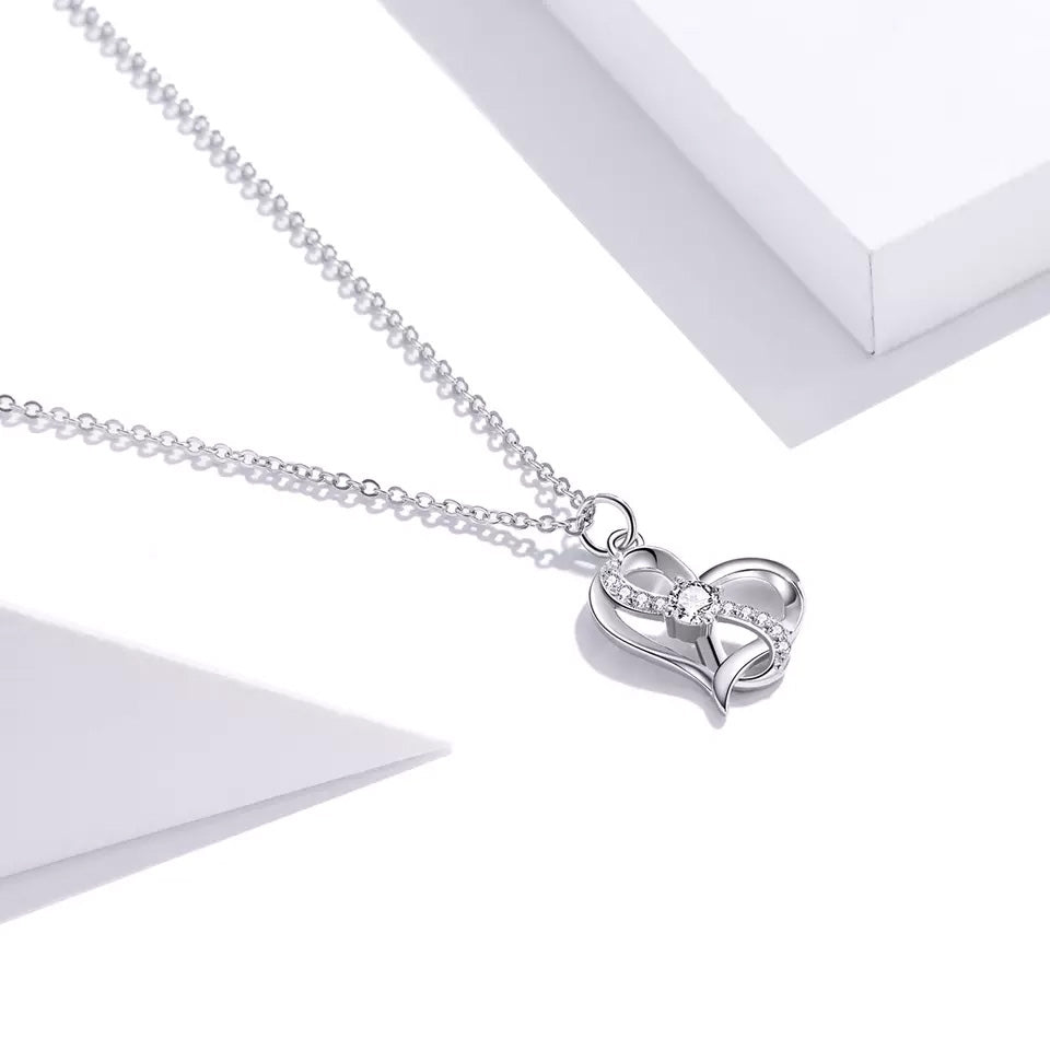 Sterling Silver Dazzling Infinity Love Hypoallergenic Necklace