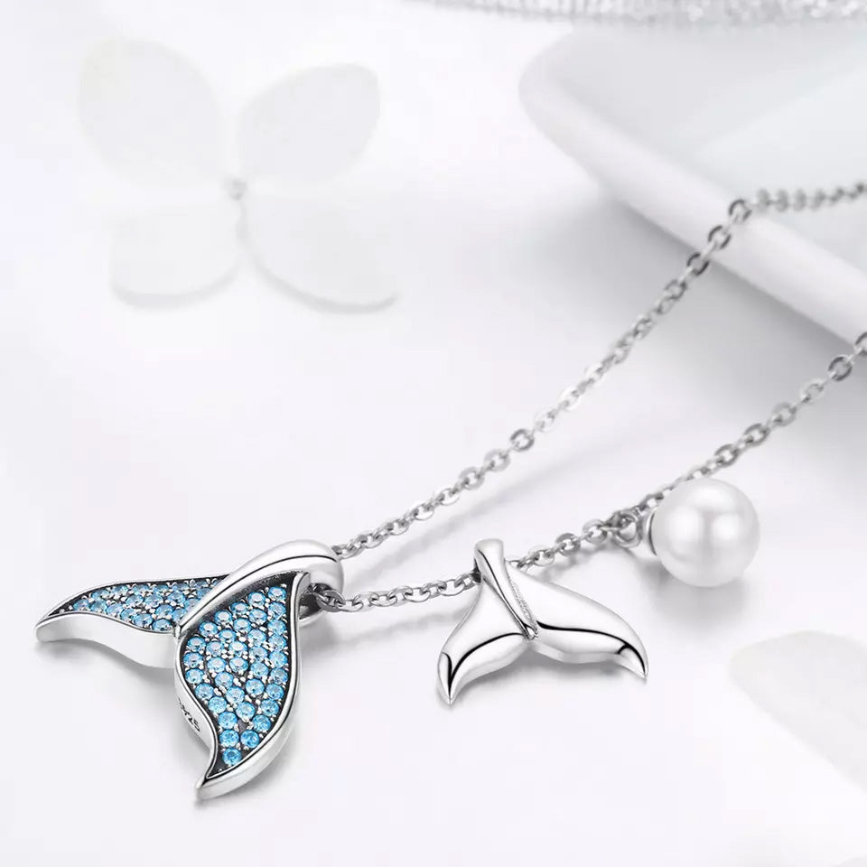 Sterling Silver Mermaid Tail Pearl Hypoallergenic Necklace