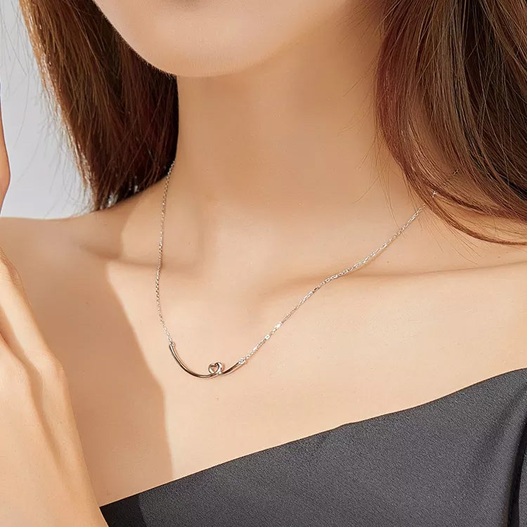 Sterling Silver Heart Line Hypoallergenic Necklace