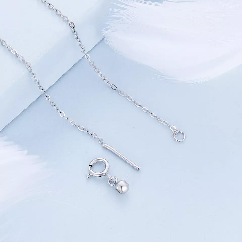 Sterling Silver Shiny Textured Metal Square Hypoallergenic Necklace
