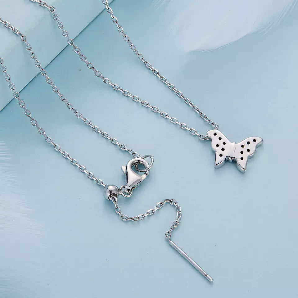 Sterling Silver Rainbow Butterfly Hypoallergenic Necklace
