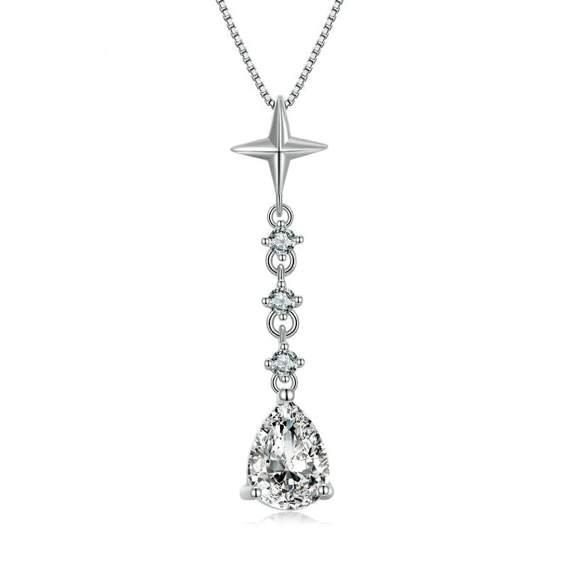 Sterling Silver Crystalline Drop Hypoallergenic Necklace
