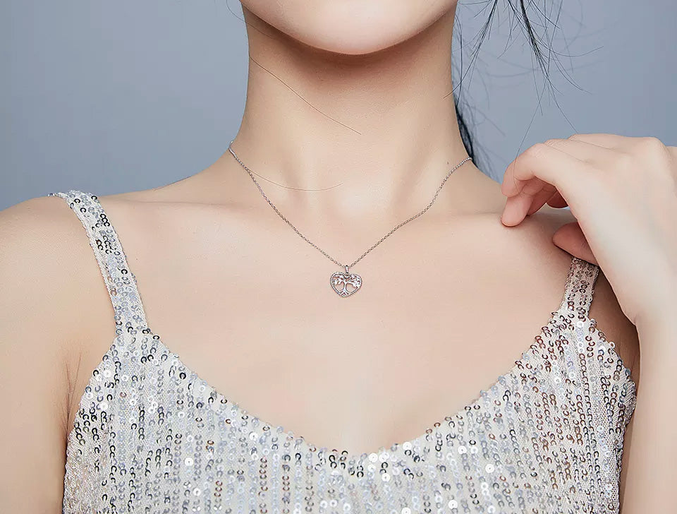 Sterling Silver Tree of Life Heart Hypoallergenic Necklace