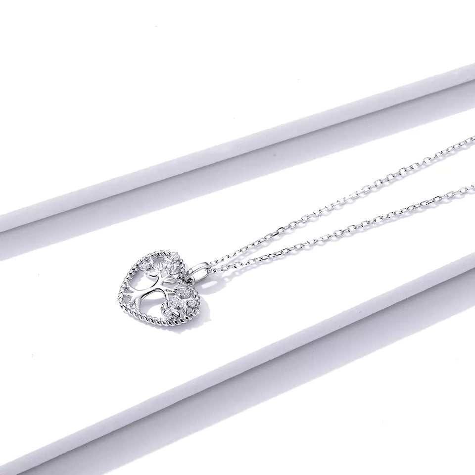 Sterling Silver Tree of Life Heart Hypoallergenic Necklace