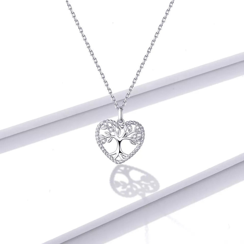 Sterling Silver Tree of Life Heart Hypoallergenic Necklace