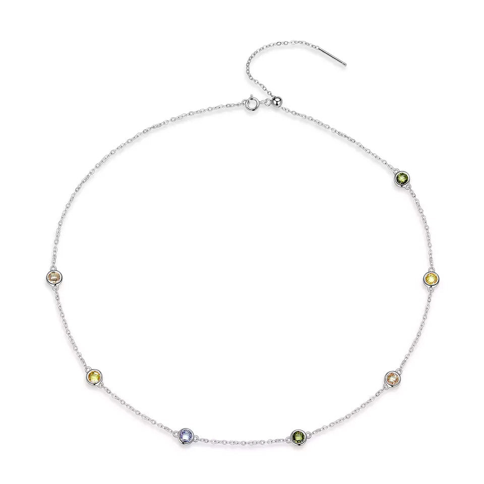 Sterling Silver Colourful CZ Hypoallergenic Necklace