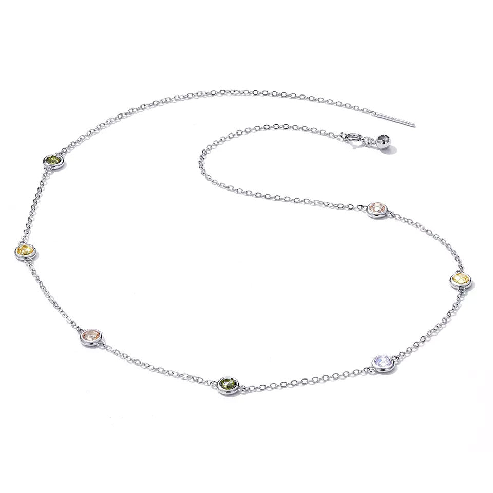 Sterling Silver Colourful CZ Hypoallergenic Necklace